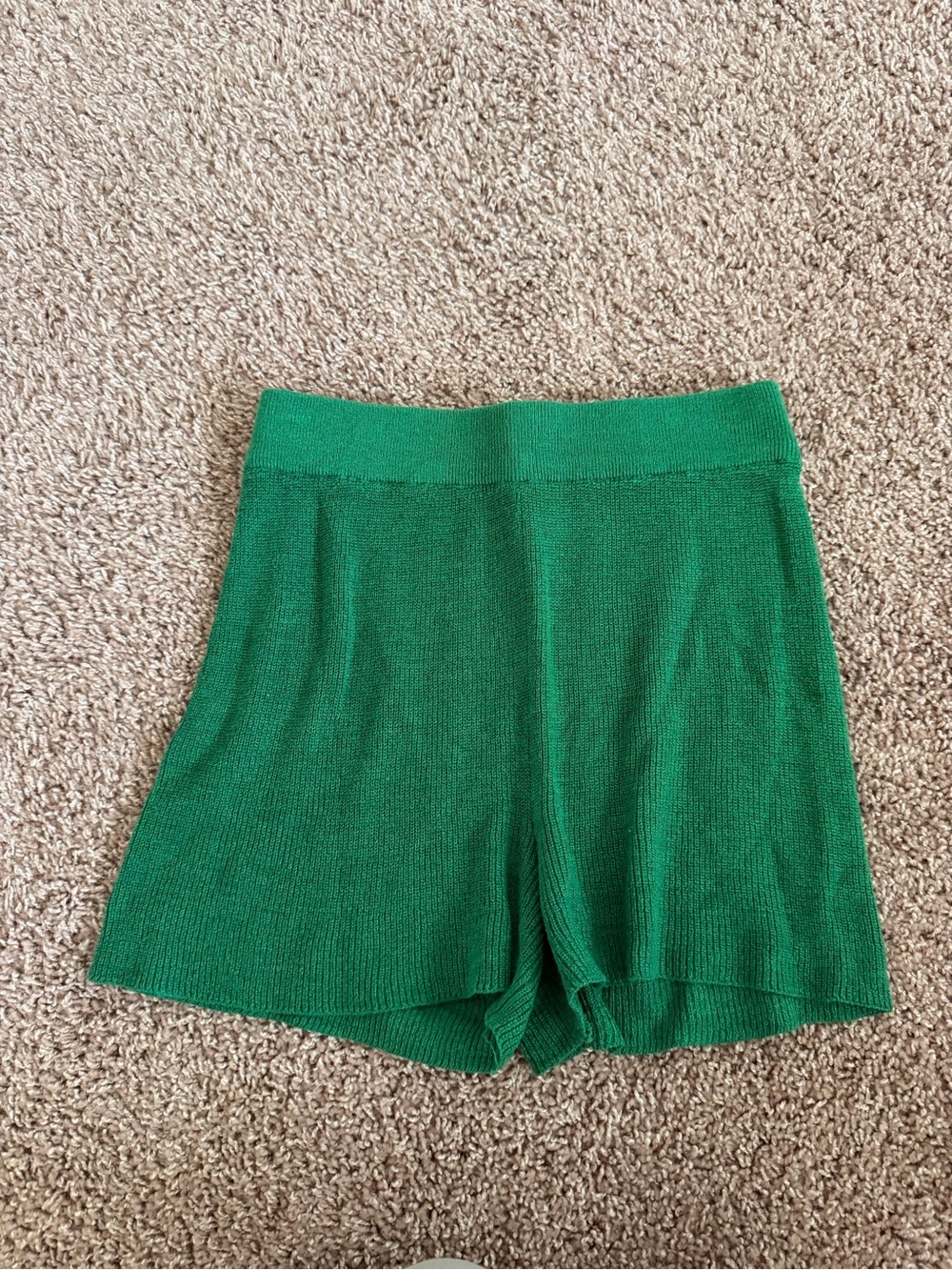 Knit High-Waist Women's Shorts in Green